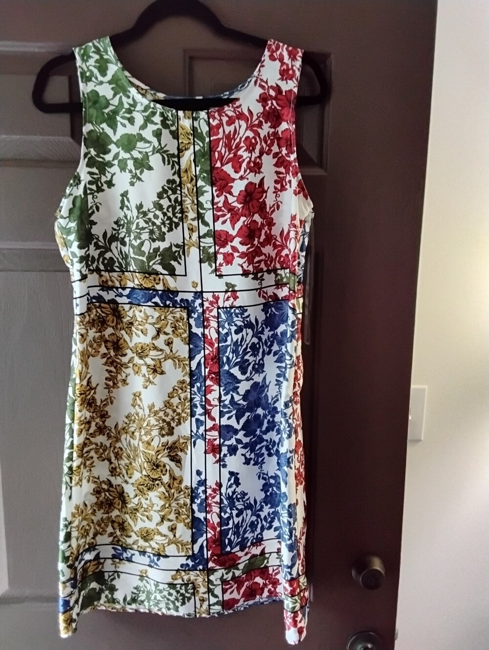 MSK Multicolor Floral Block Print Sleeveless Dress Medium
